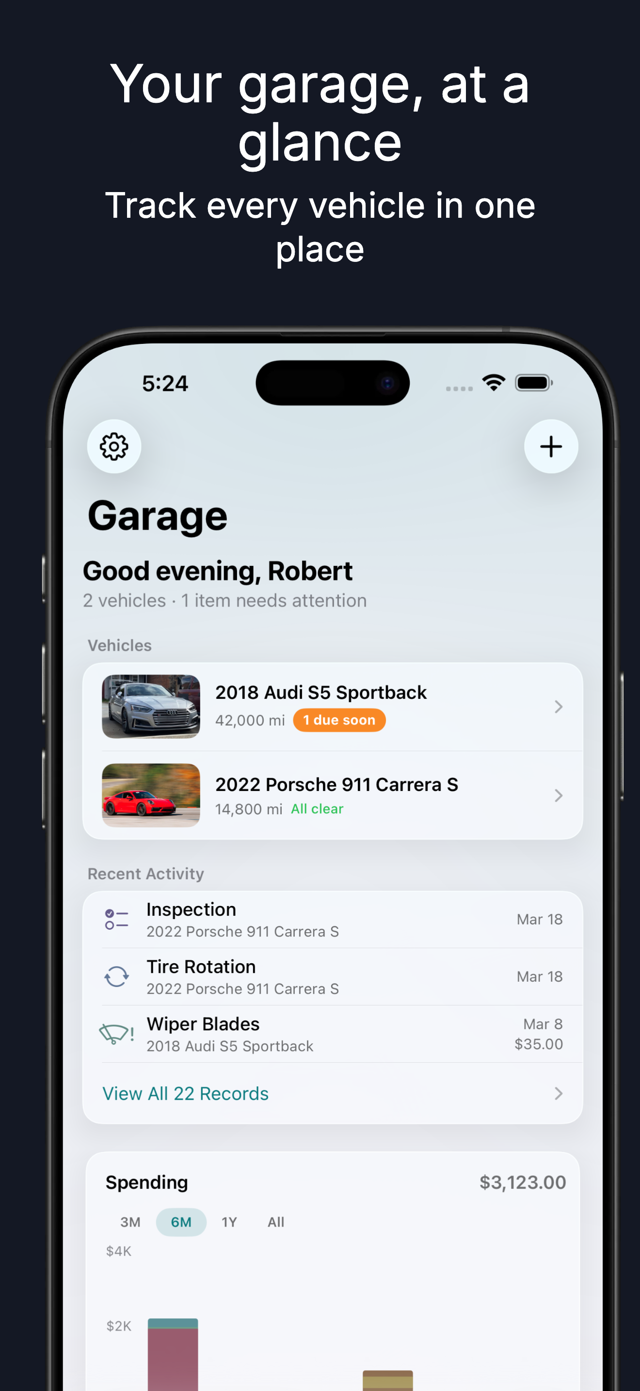 Garage dashboard
